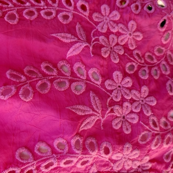 Johnny Was Pink Eyelet Floral Tank Top Embroidered extra small - Picture 5 of 9